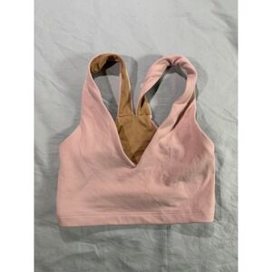 Pink V-Neck Racerback Sports Bra Bralette Medium Dusty Rose Yoga Top